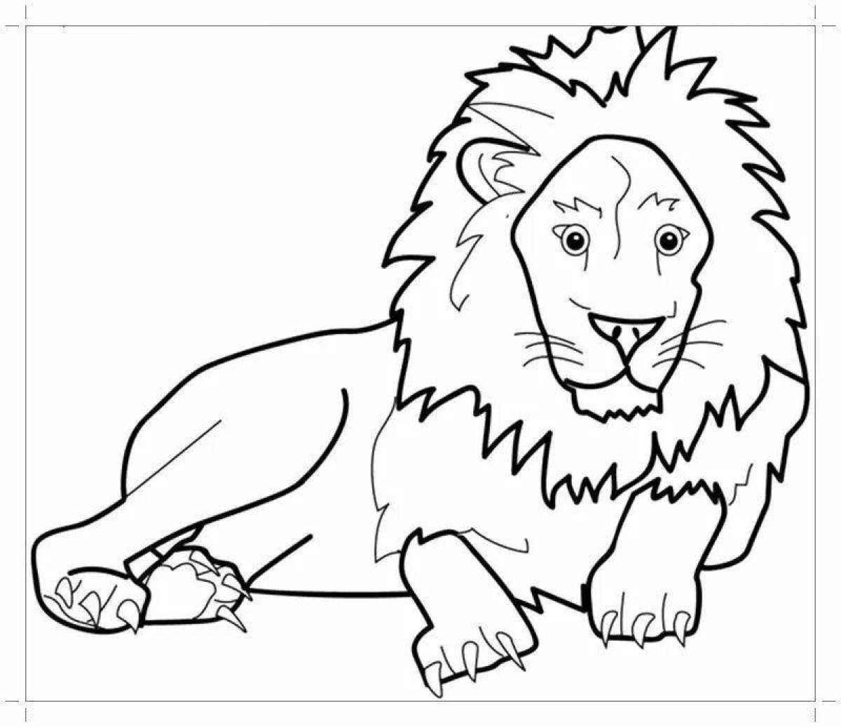 Раскраска свирепый лев для детей