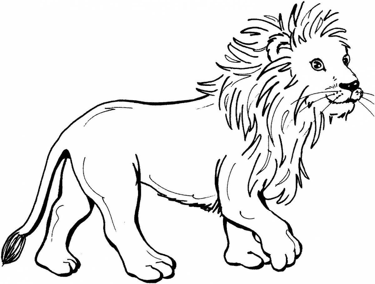 Раскраска жирный лев для детей