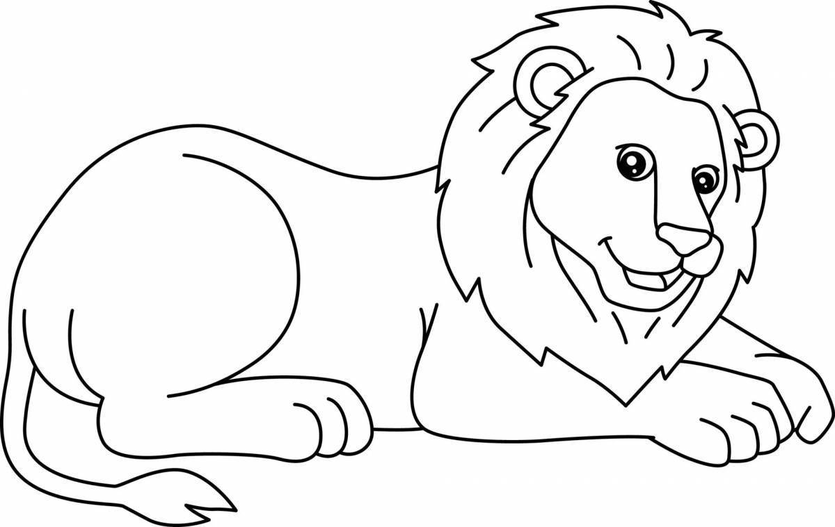 Photo Colorful lion coloring book for kids