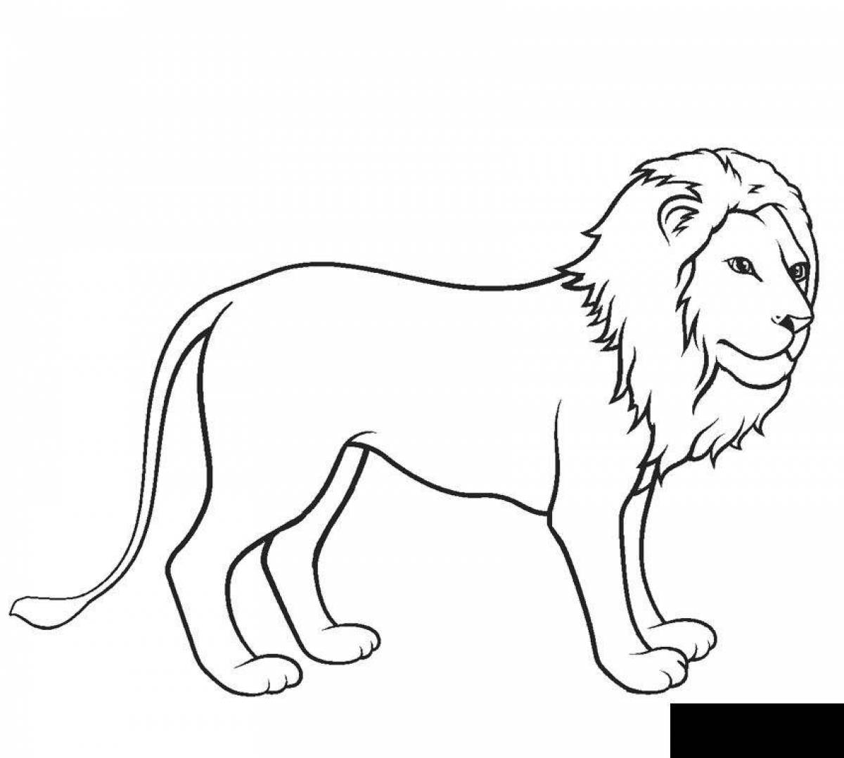 Яркая страница раскраски льва для детей