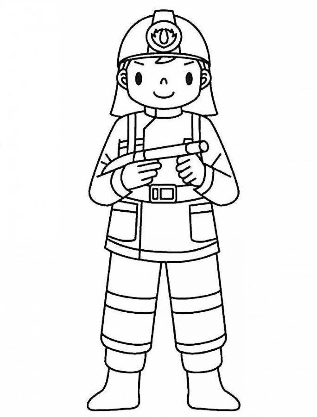 Shiny firefighter coloring page