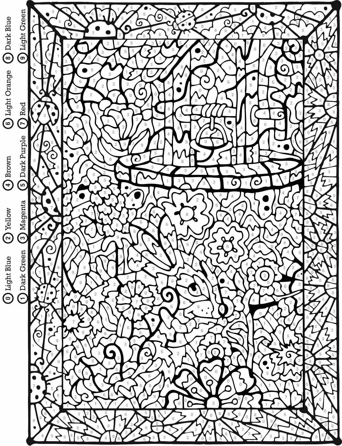 Bright complex coloring by numbers