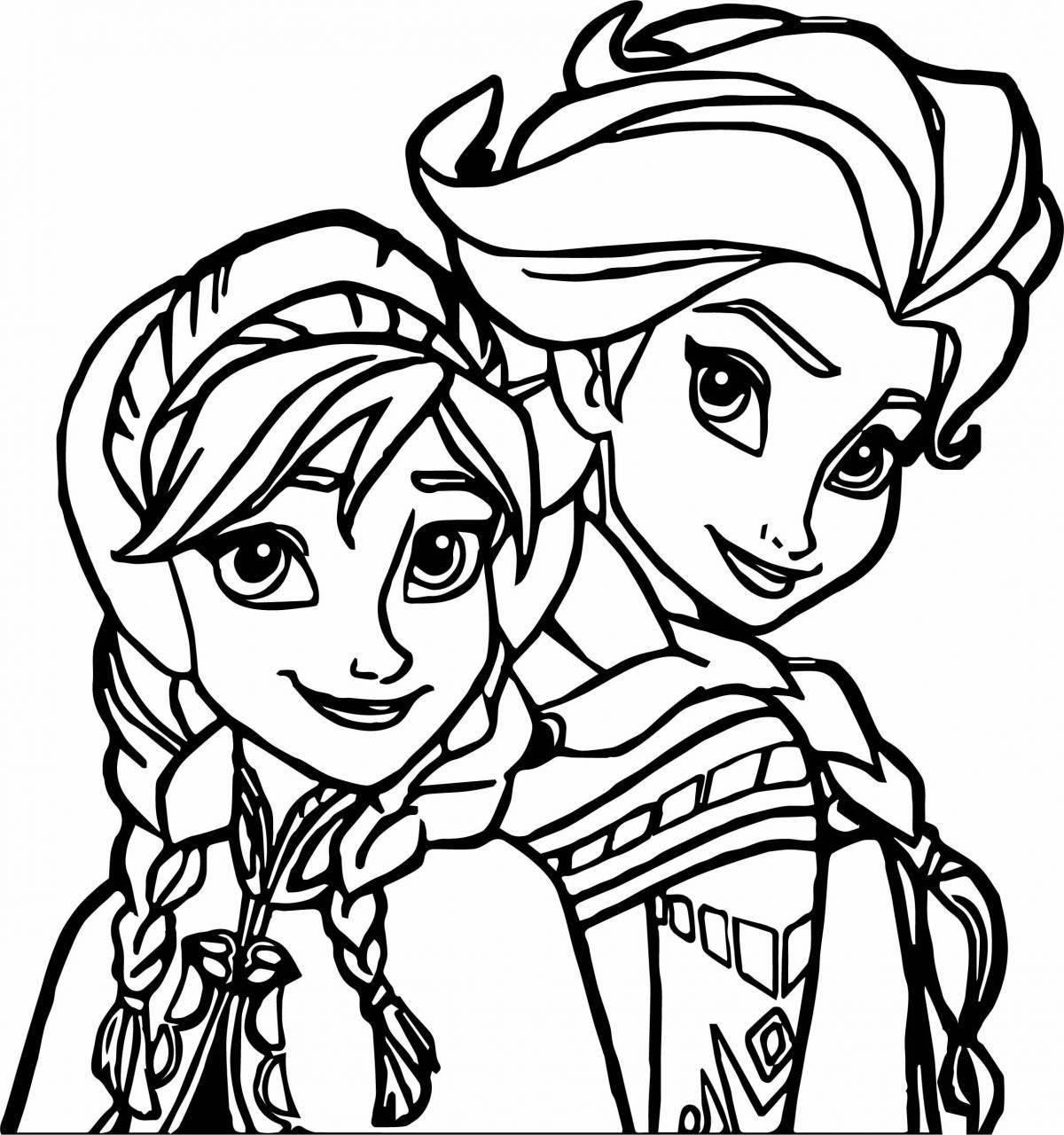 Elsa and anna shining coloring book