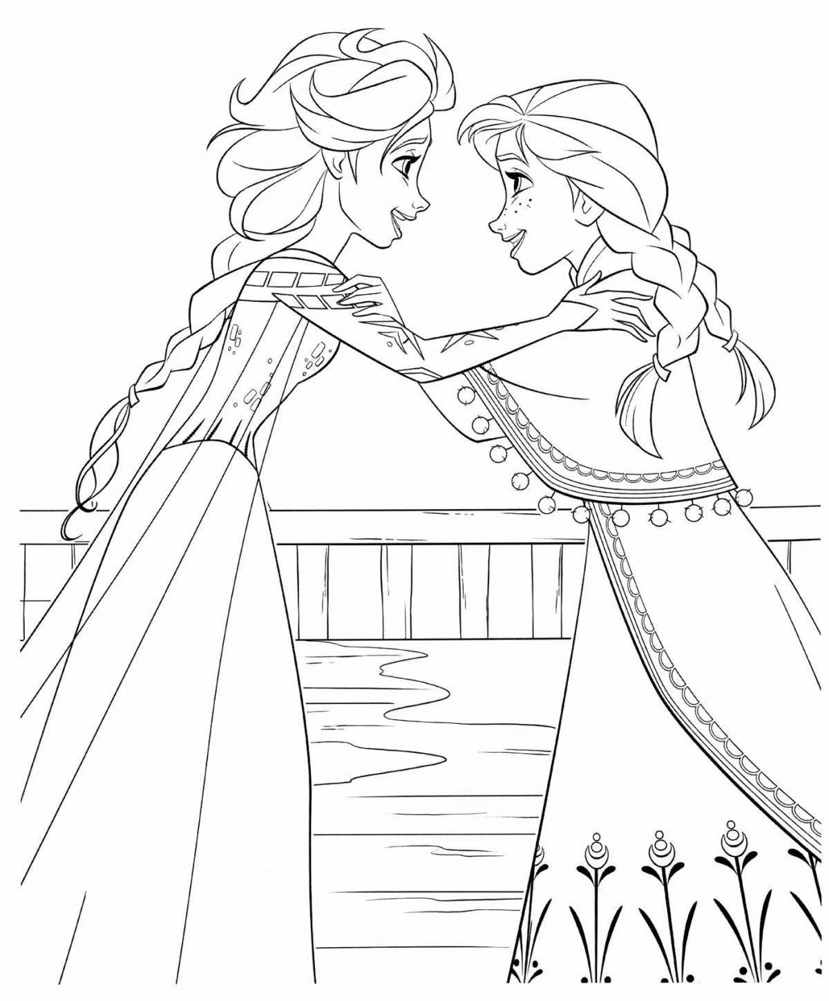 Elsa and anna glitter coloring