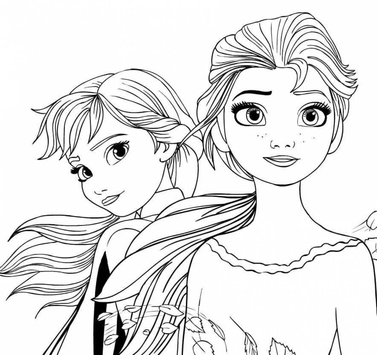 Elsa and anna fun coloring book
