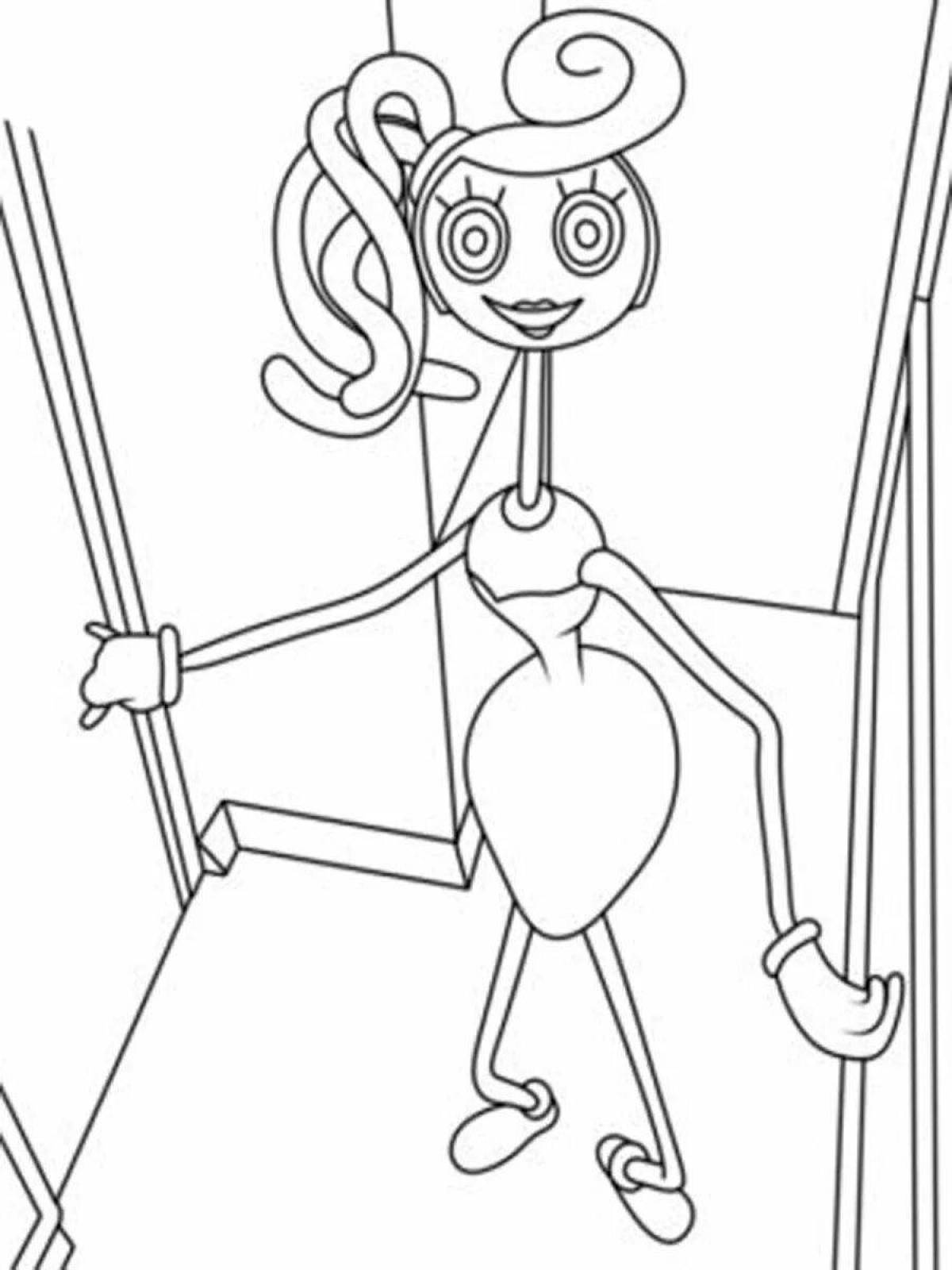 Coloring page joyful mommy with long legs