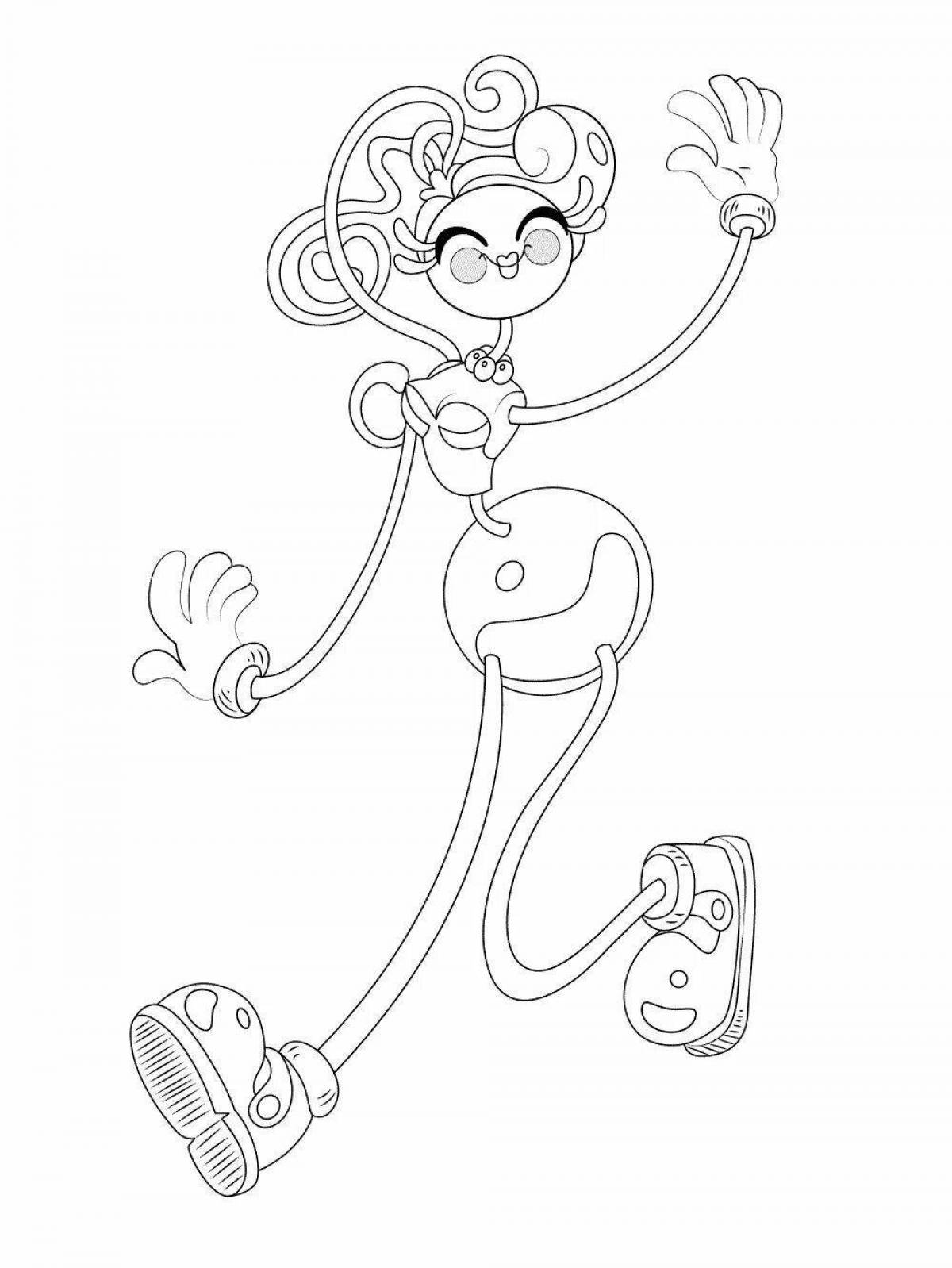 Coloring page glowing mommy with long legs