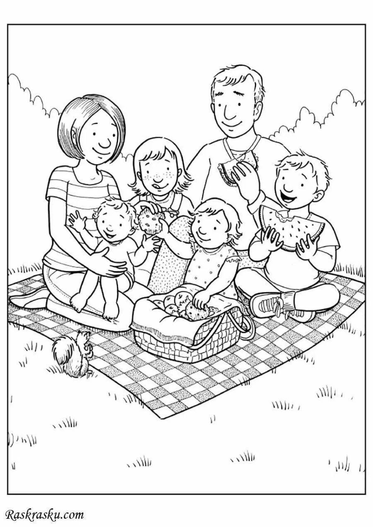 Радостная семейная раскраска для детей