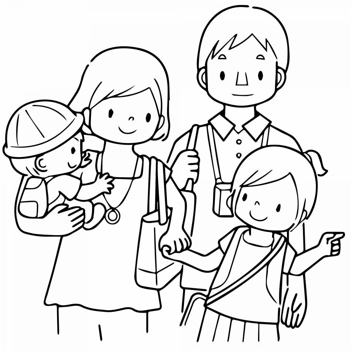 Playful family coloring book for kids