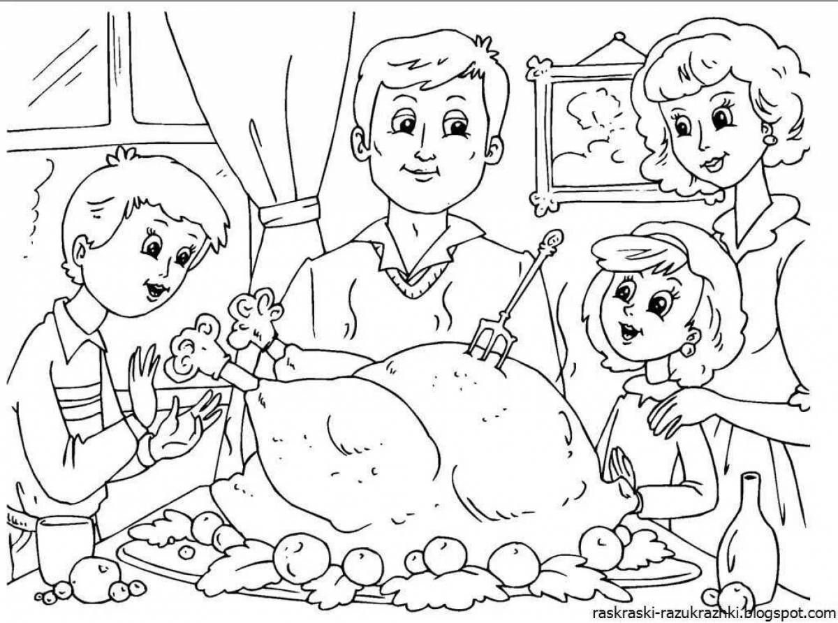 Animated family coloring book for kids