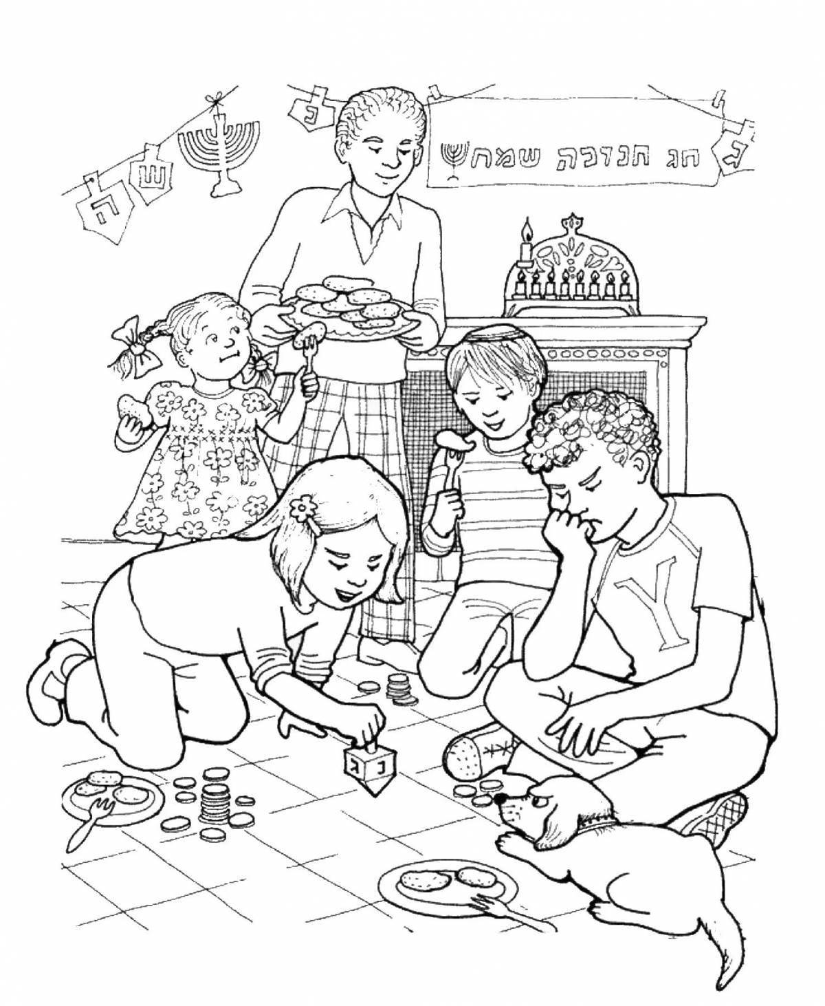 Sparkling family coloring book for kids