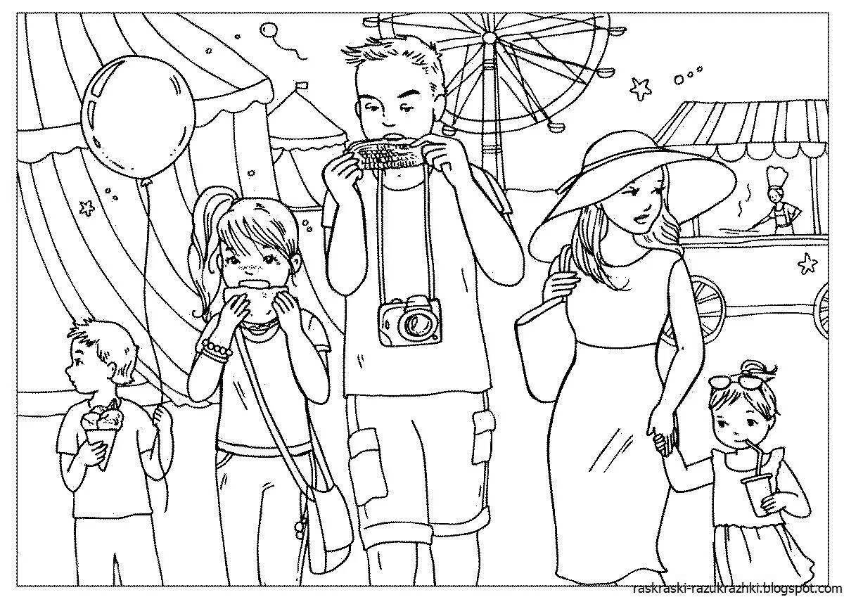 Glamorous family coloring book for kids