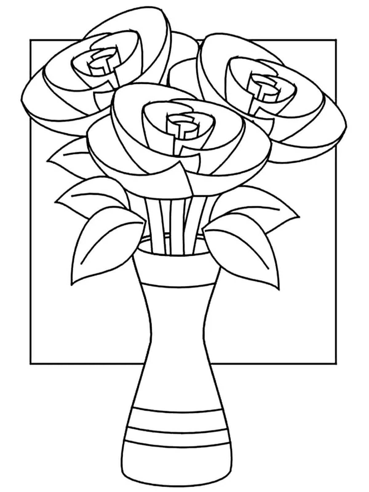 Amazing vase of flowers coloring book