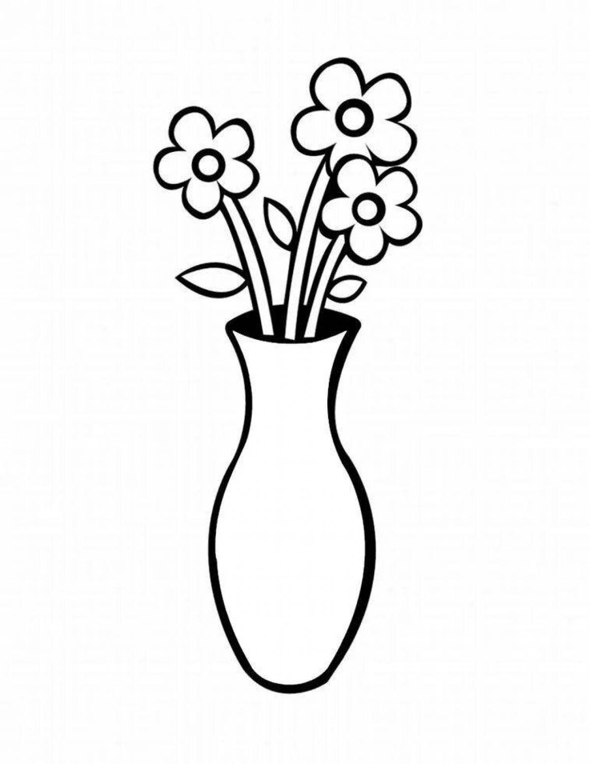 Coloring page beautiful vase of flowers