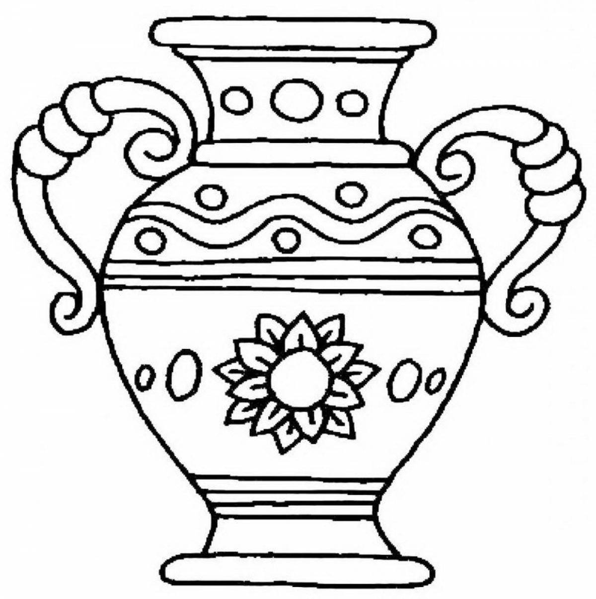 Coloring page luxury vase of flowers