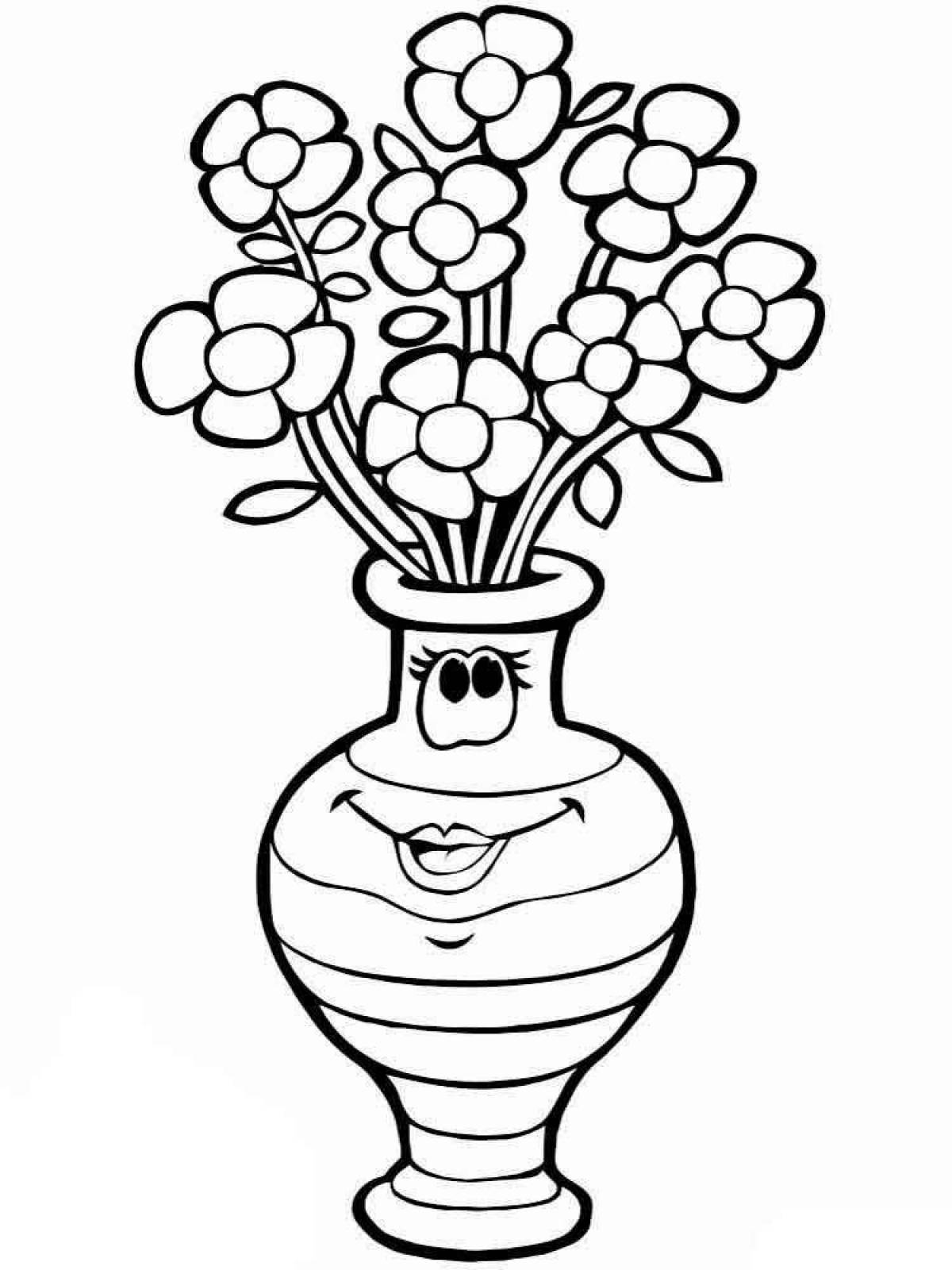 Цветочки рисунок в вазе - 52 фото