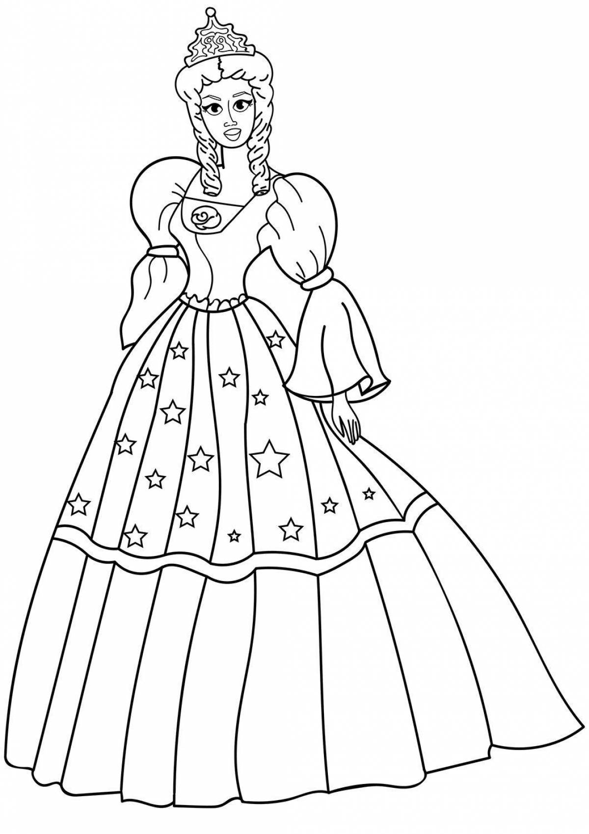 Платье принцессы раскраска для детей