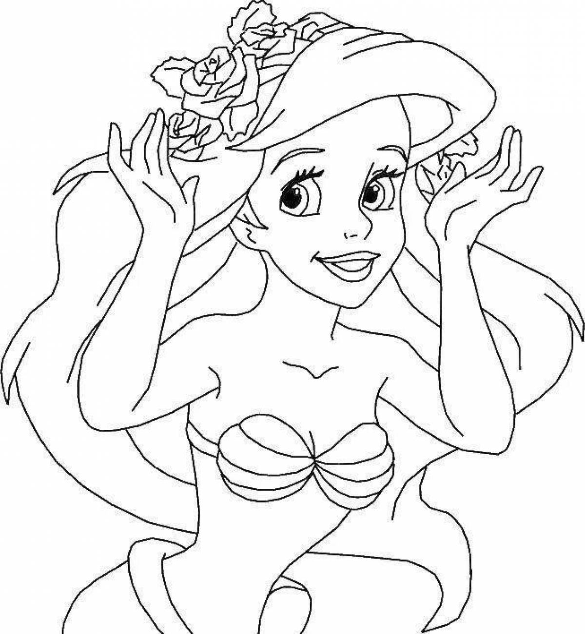 Раскраска принцессы Disney Ариэль