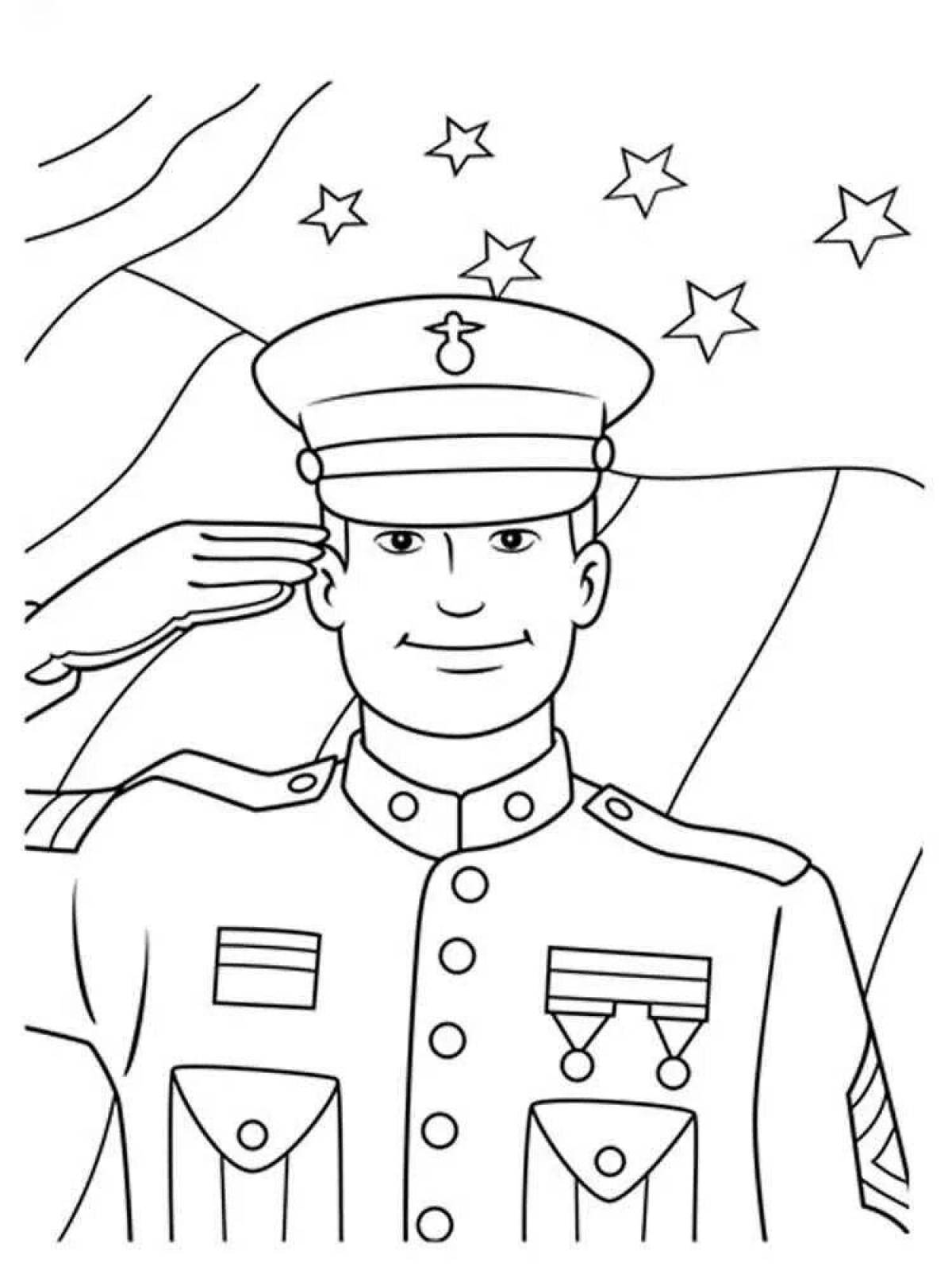 Солдат рисунок для детей раскраска