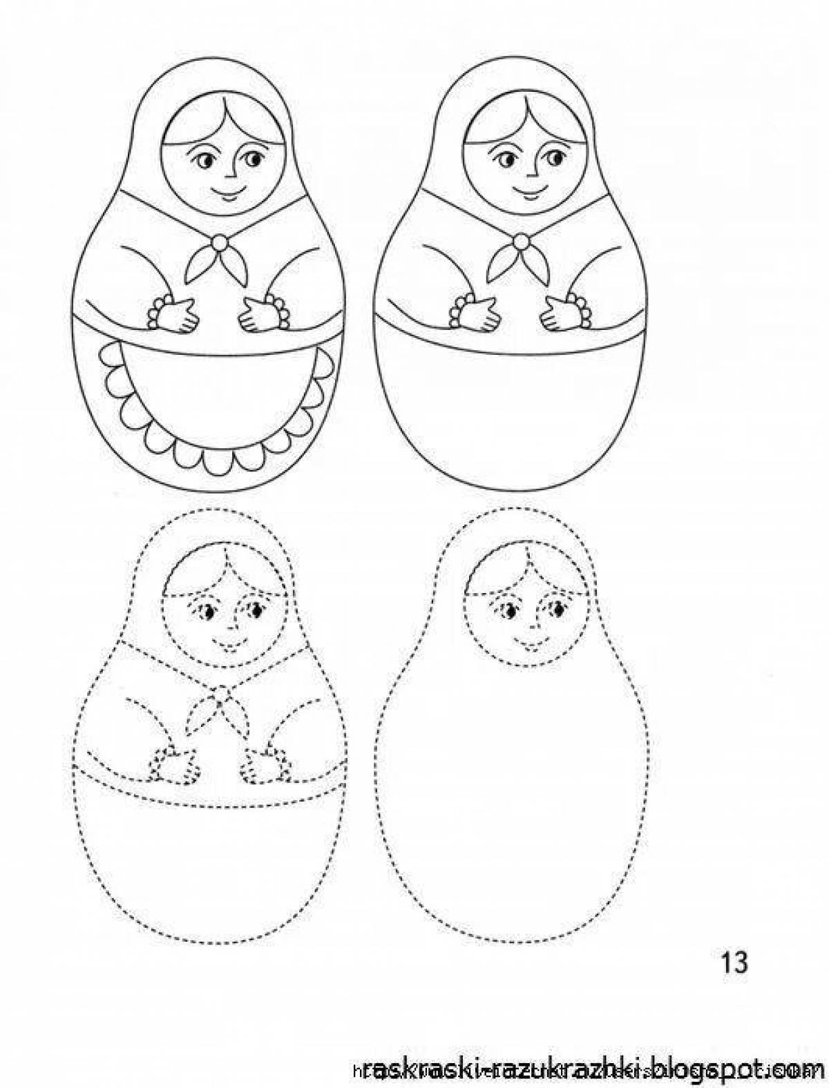 раскраска матрешка для детей 3 4 лет