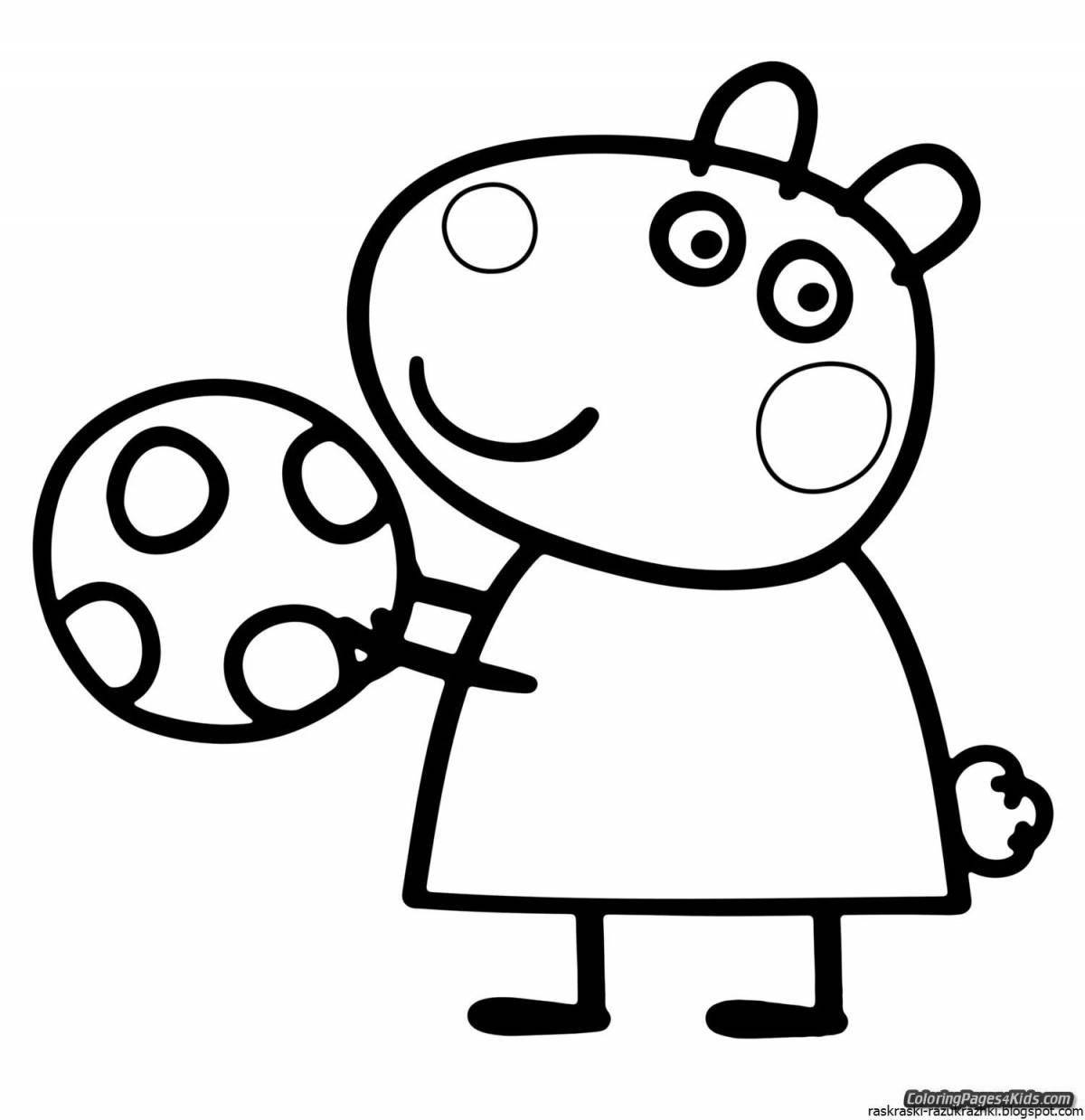 Colorful peppa pig coloring pages for kids
