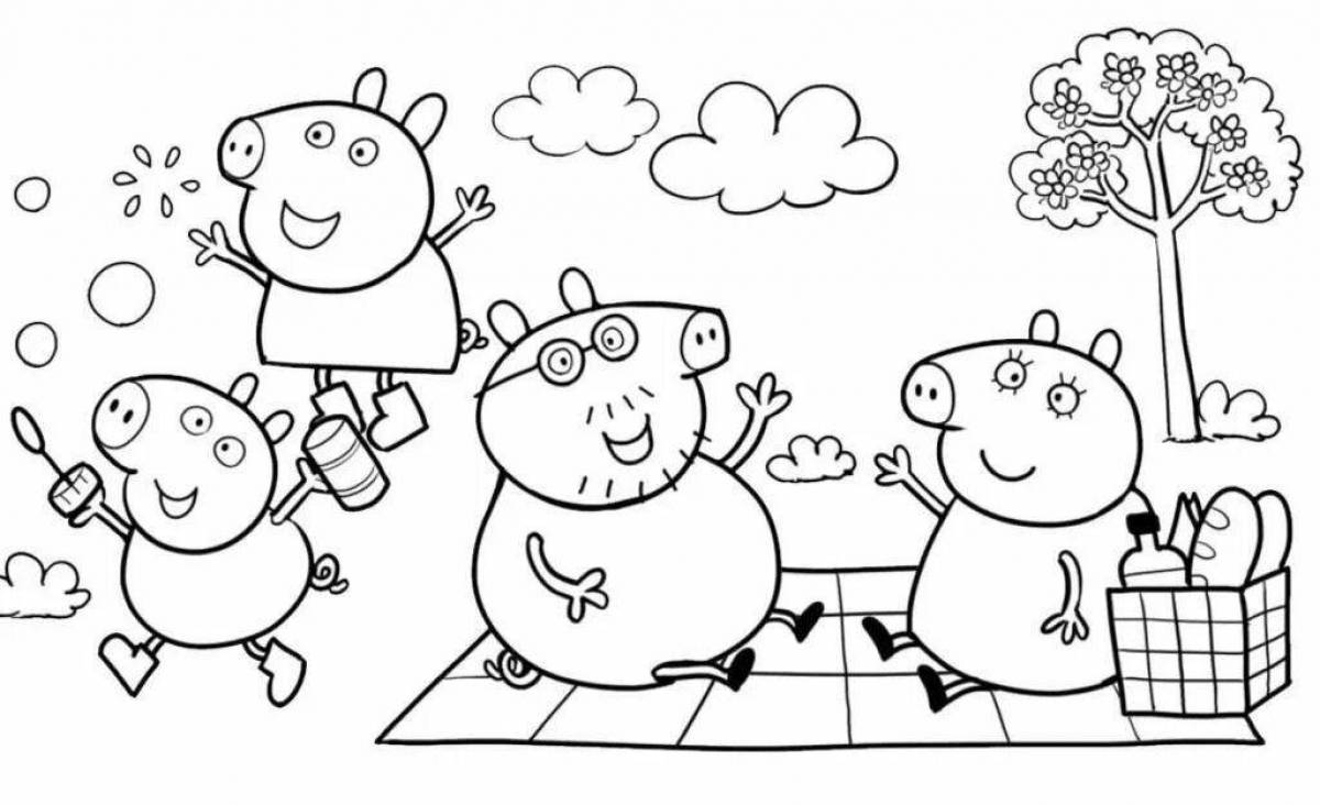 Colorful peppa pig coloring book for kids
