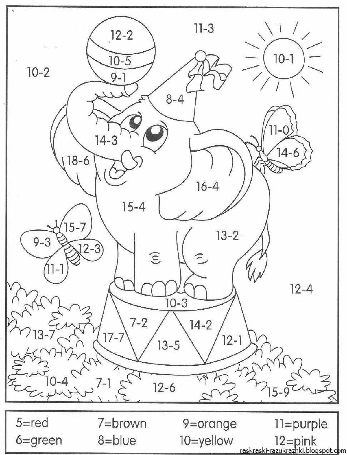 Live math coloring book for kids 6-7 years old