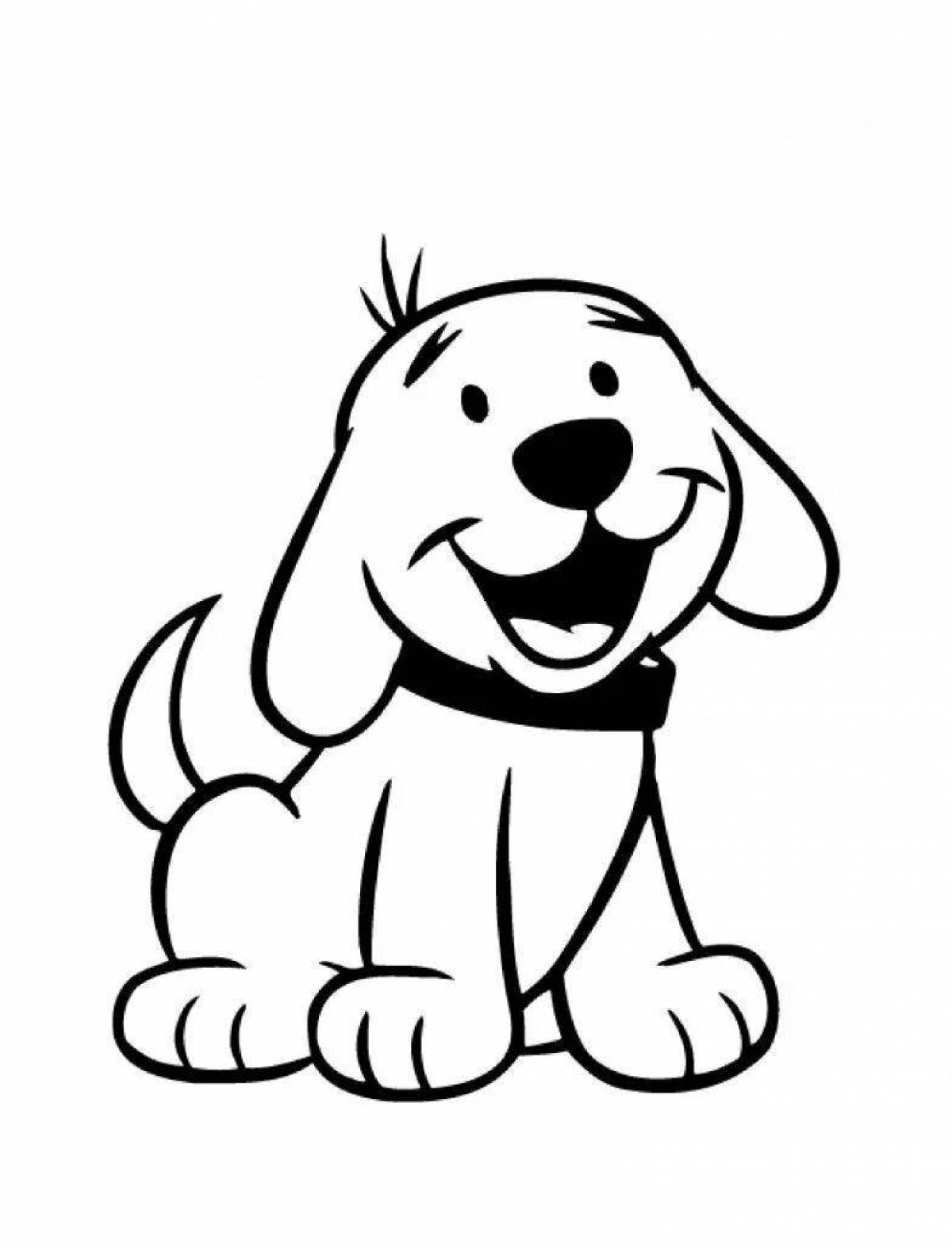 Радостная мультяшная собака-раскраска