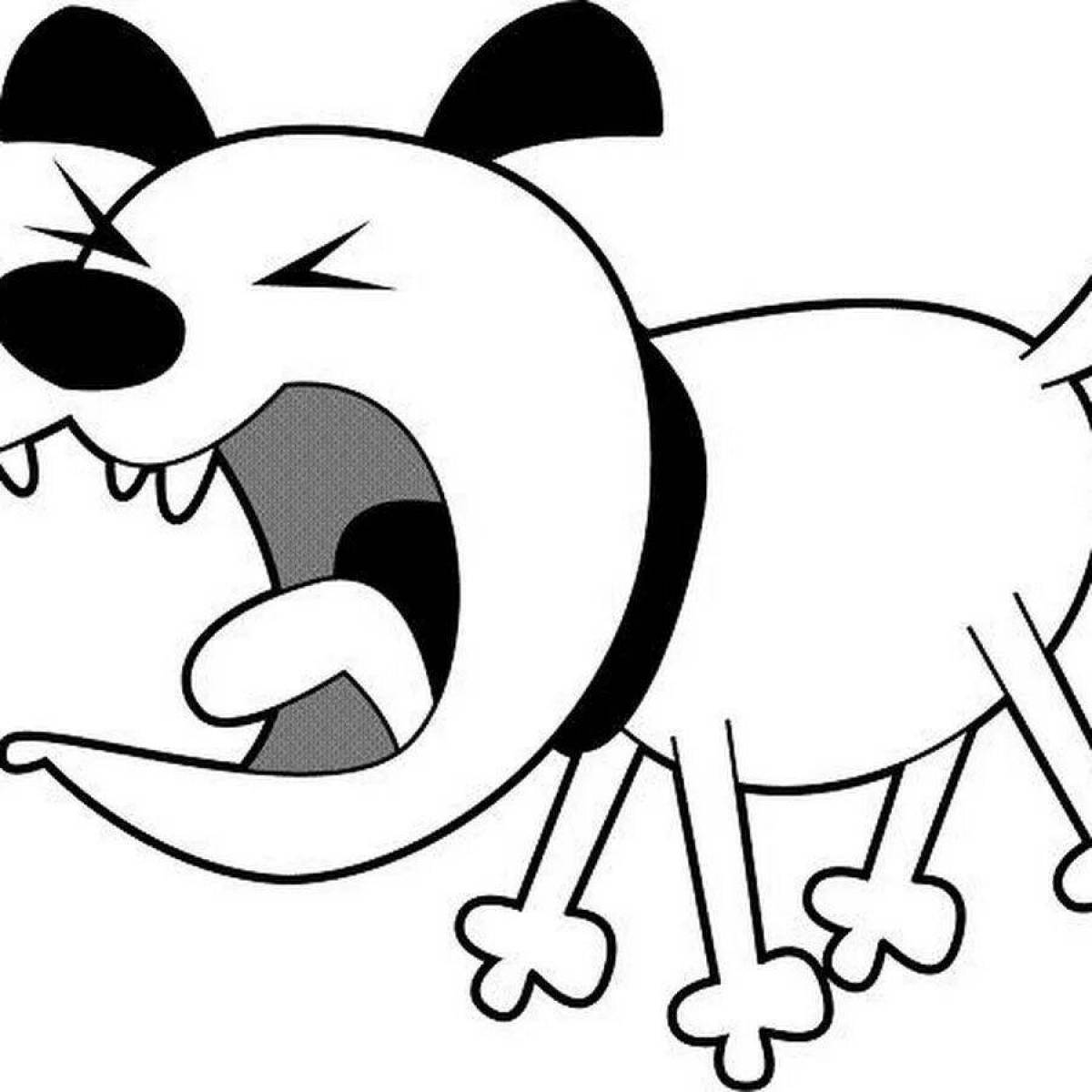 Energetic cartoon dog coloring book