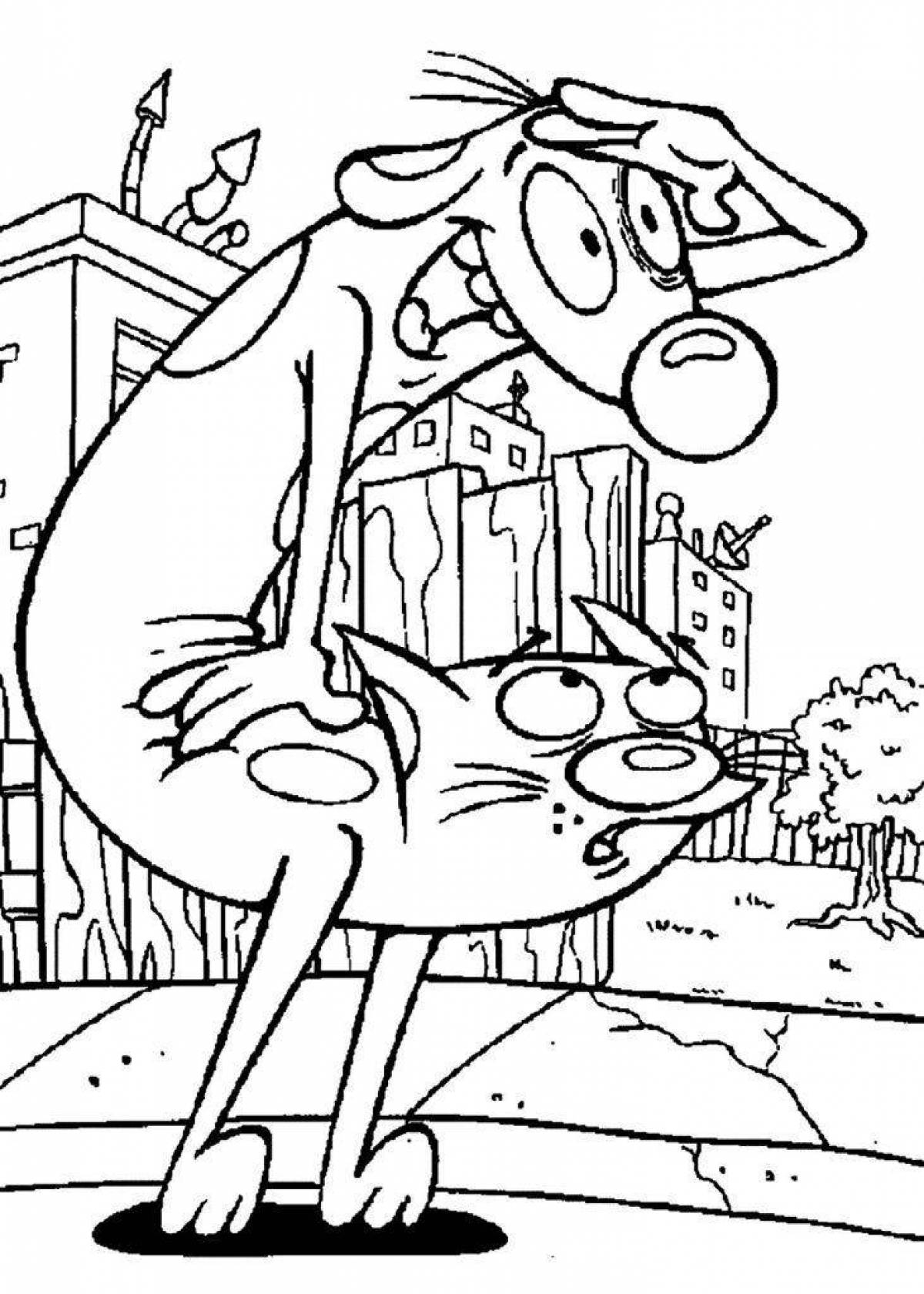 Coloring book affectionate cartoon dog