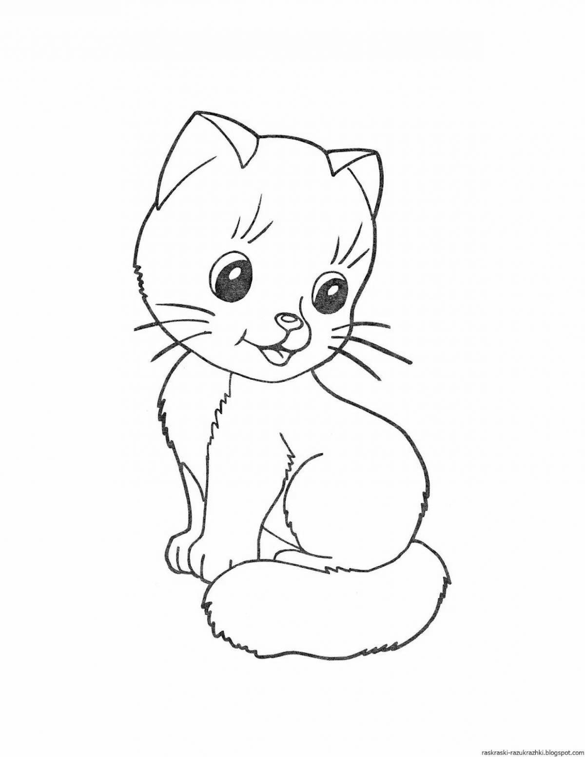 Playful coloring kitty for kids