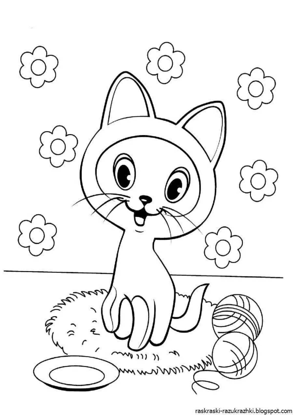 Colorful kitty coloring book for kids