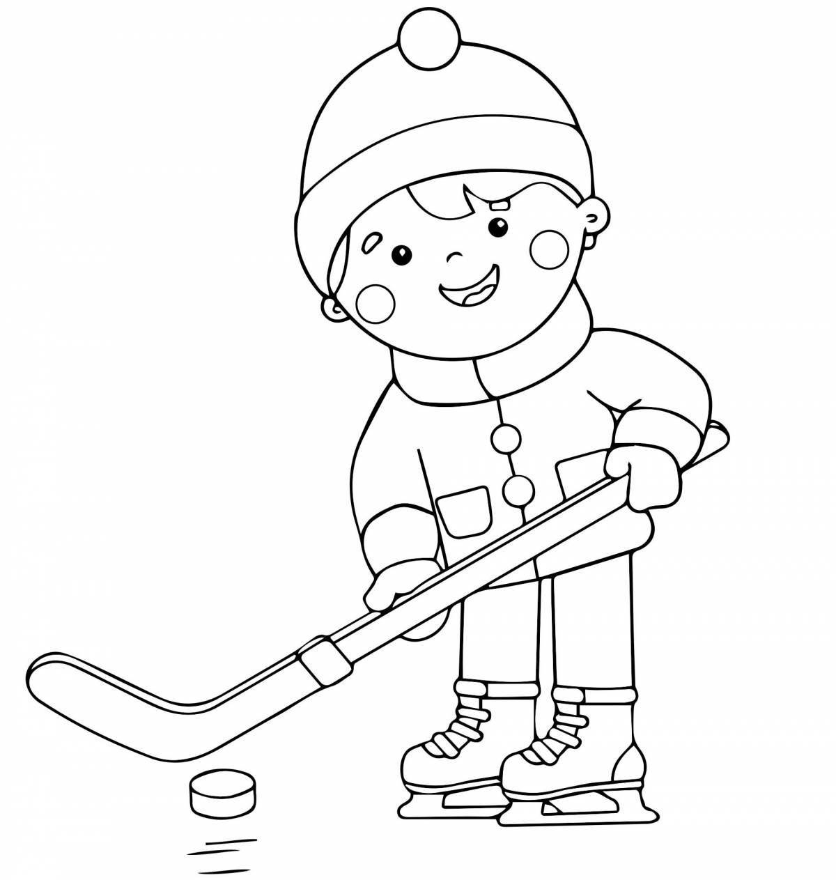 Веселая раскраска для детей о зимних видах спорта