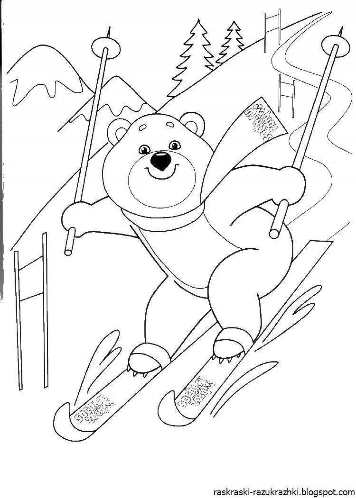 Radiant winter sports coloring book for kids