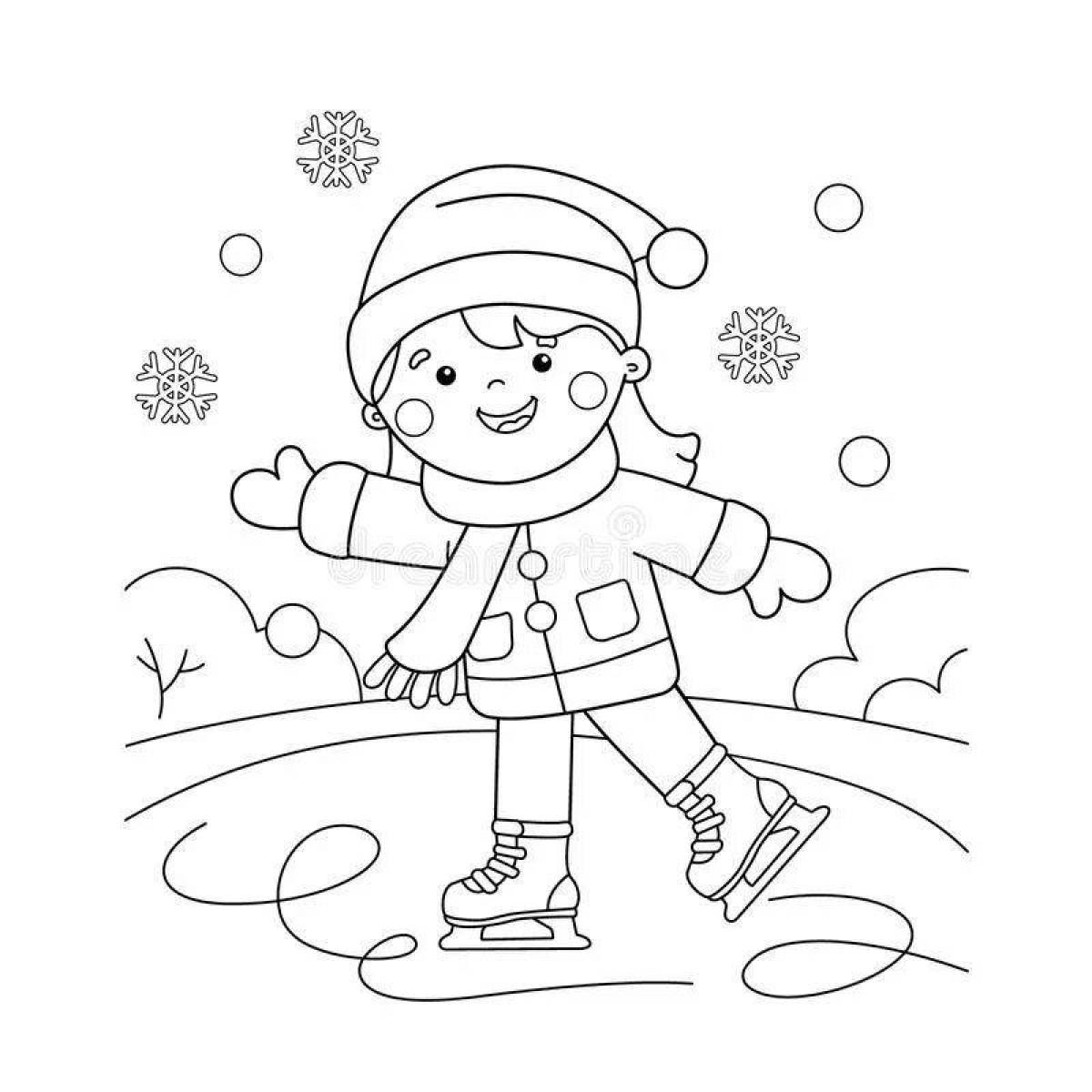 Потрясающая раскраска «зимние виды спорта» для детей 4–5 лет