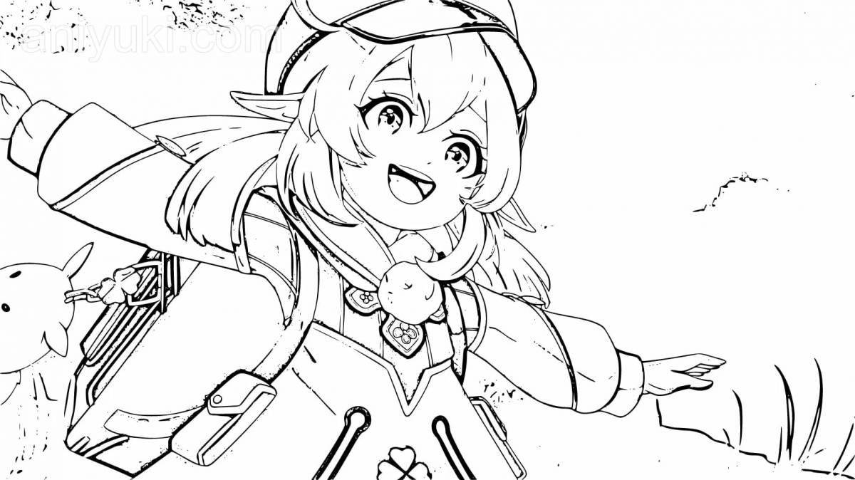 Раскраска яркий геншин кли