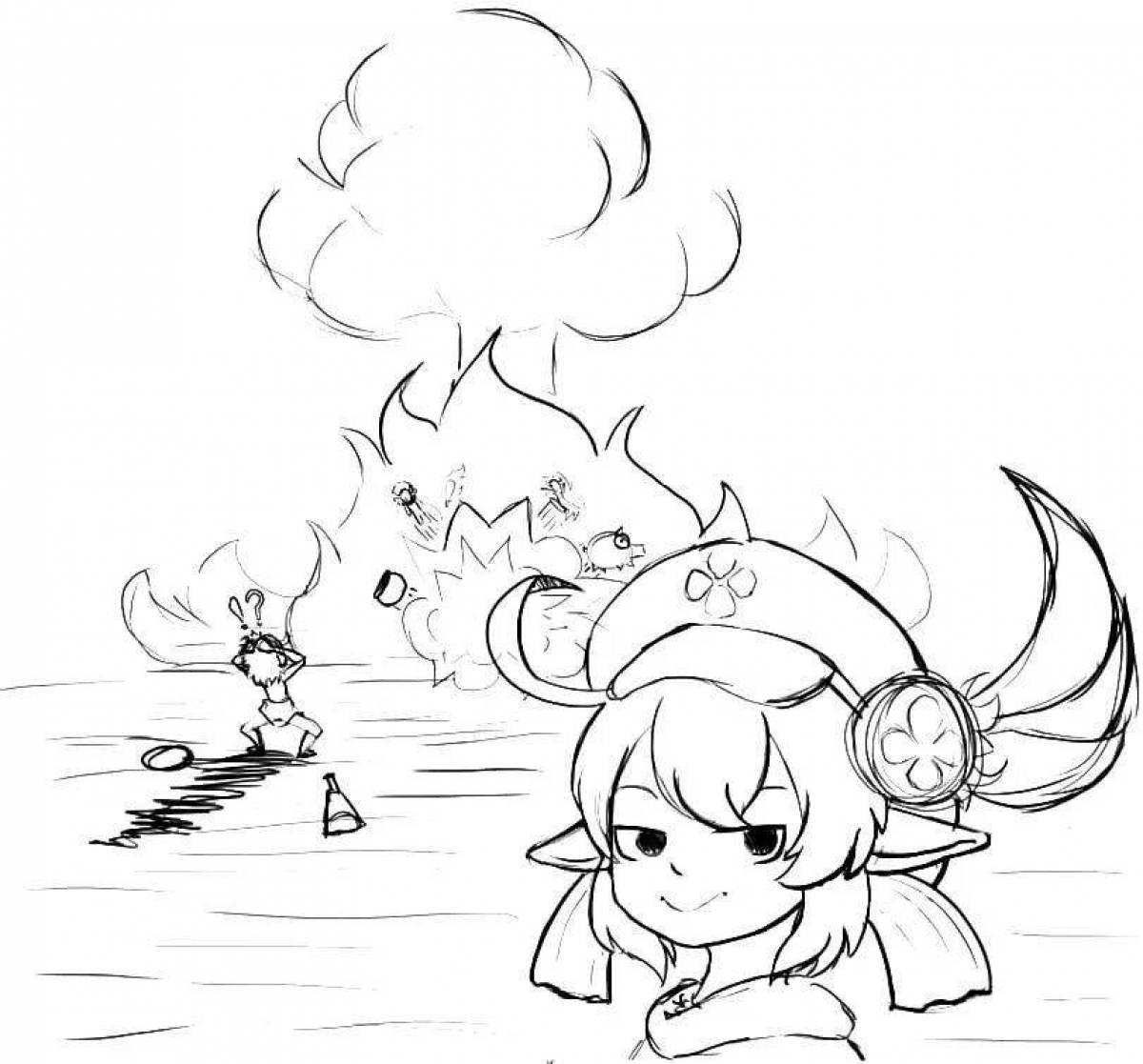 Веселая раскраска genshin kli