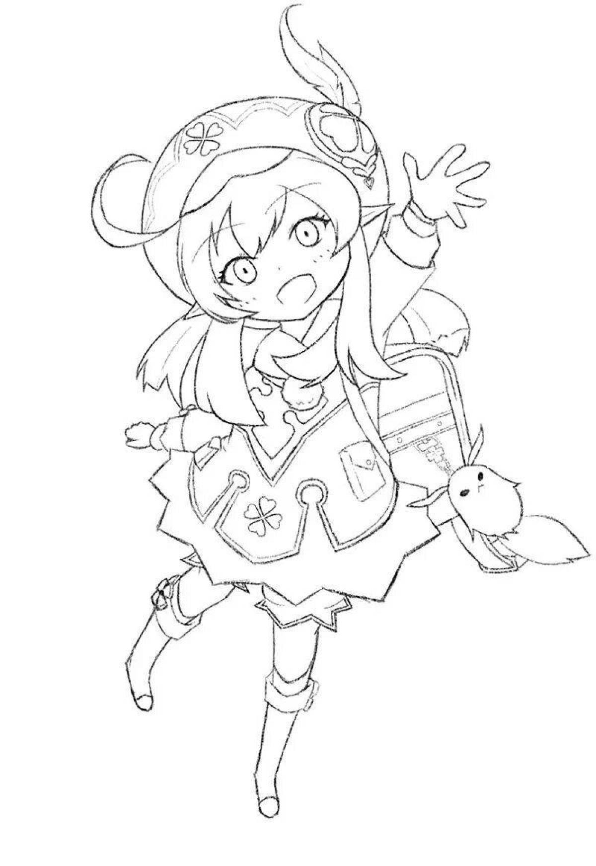 Увлекательная раскраска геншин кли