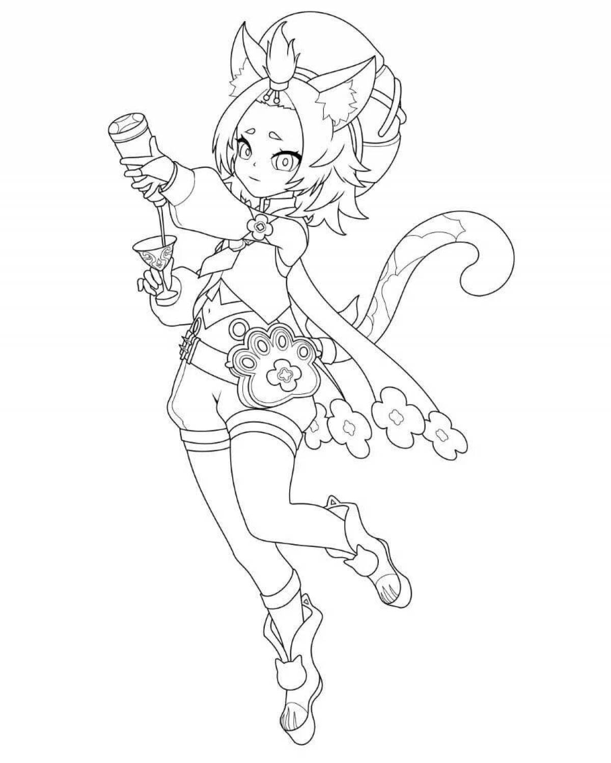 Раскраска очаровательный геншин кли