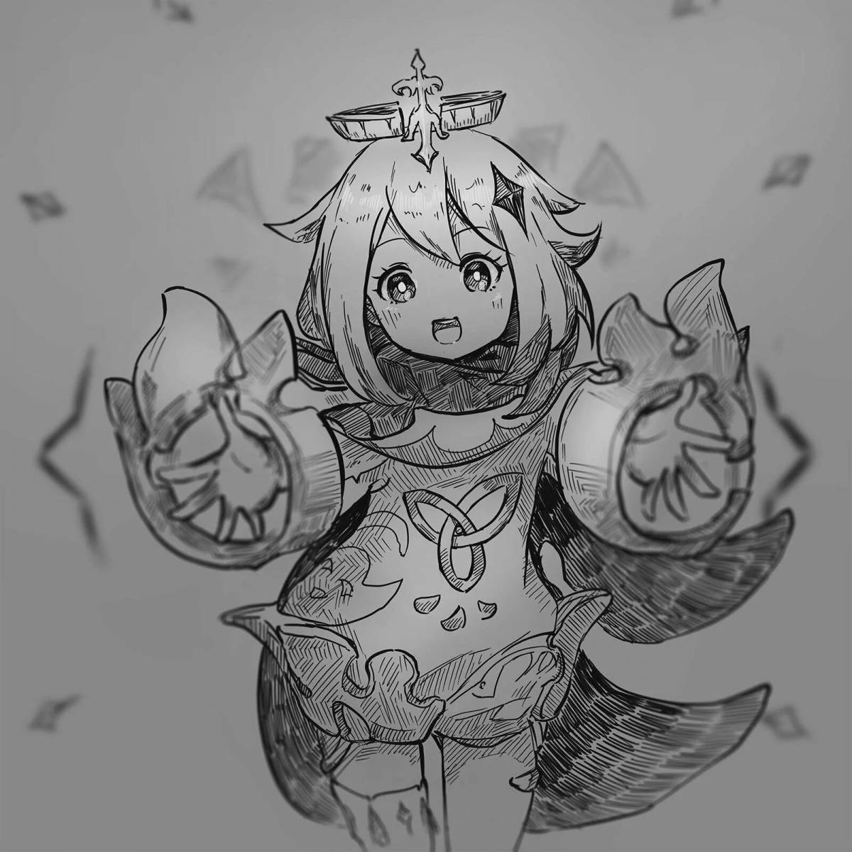 Симпатичная раскраска геншин кли