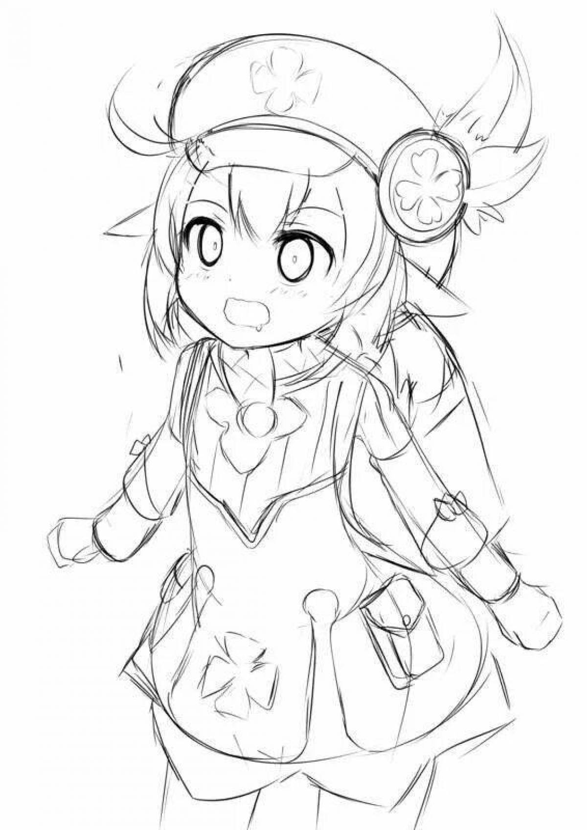 Раскраска сияющий геншин кли