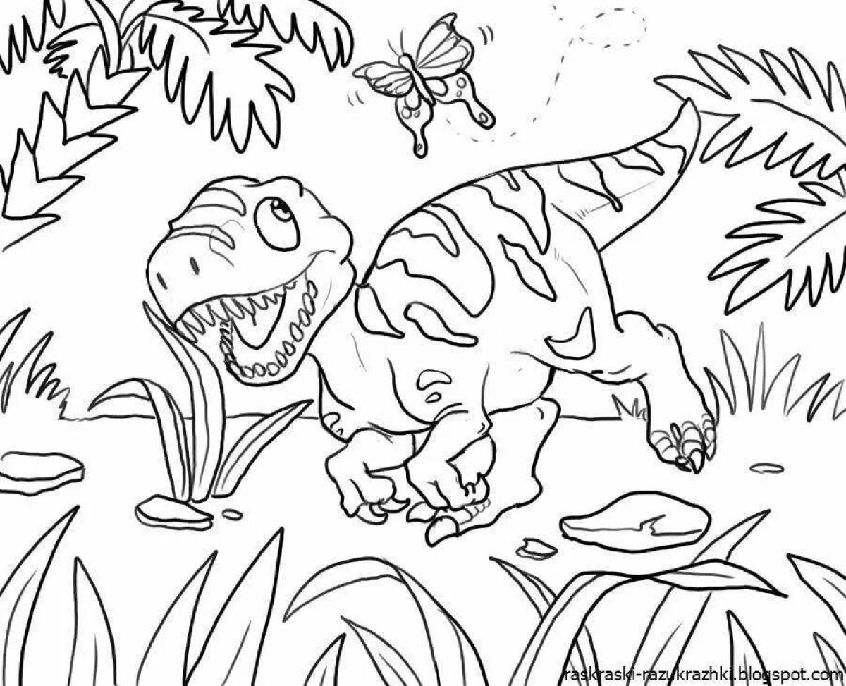 Раскраски с игривыми динозаврами для детей 6-7 лет