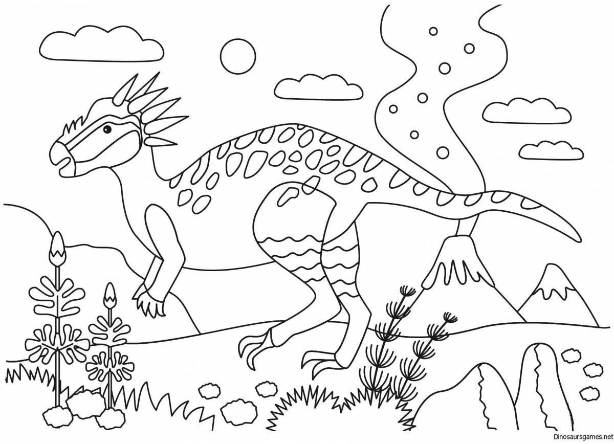 Coloring pages explosive dinosaurs for children 6-7 years old