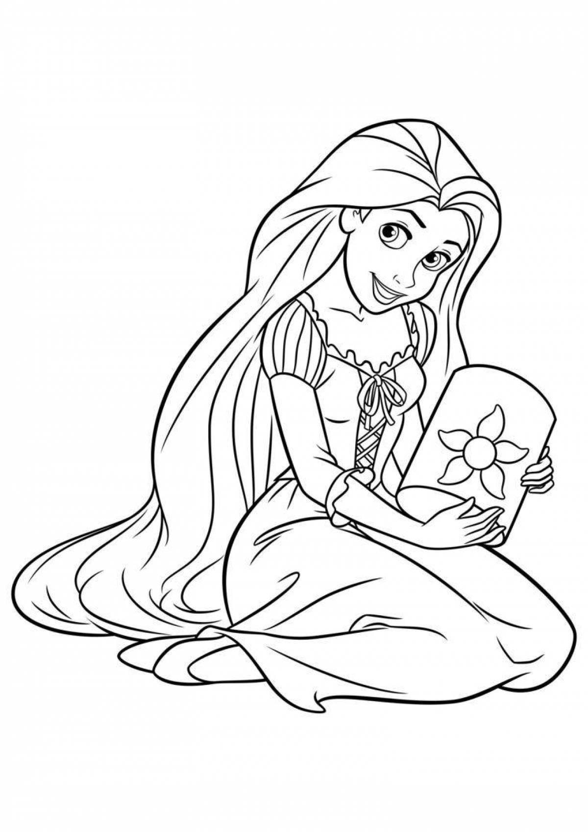 Colorful rapunzel coloring book for kids