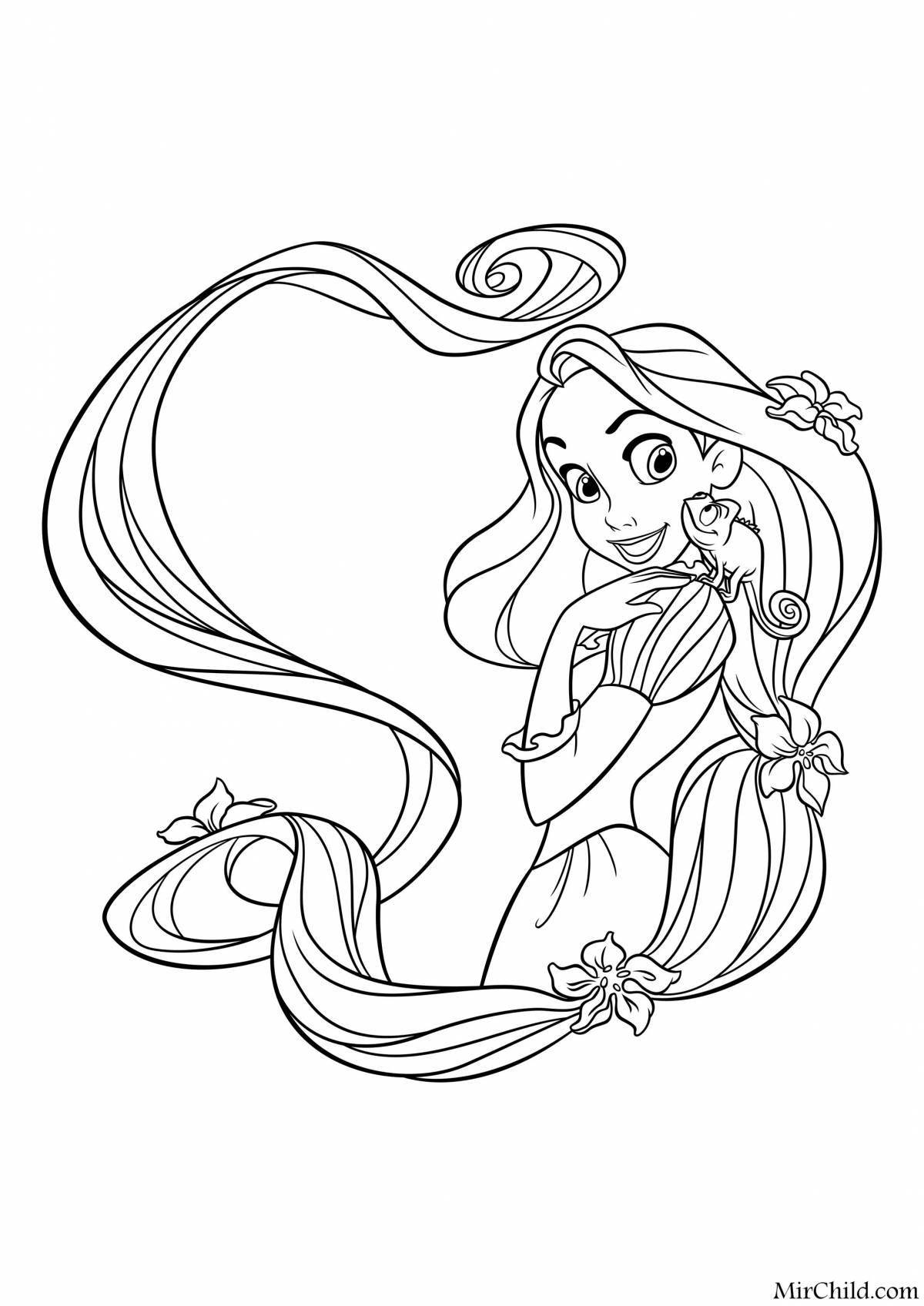 Glamourous rapunzel coloring book for kids