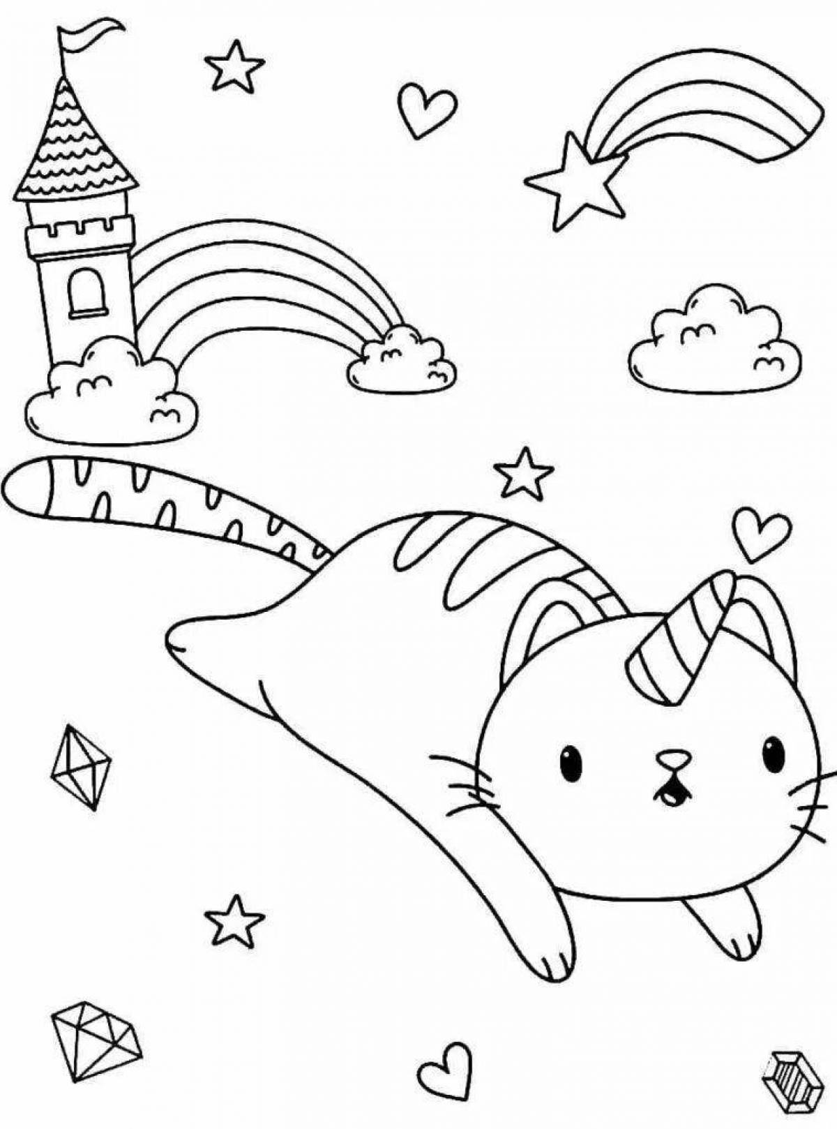 Fun coloring cat unicorn