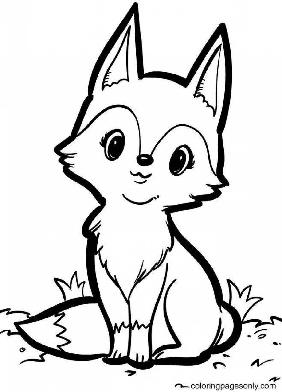 Coloring funny fox for kids