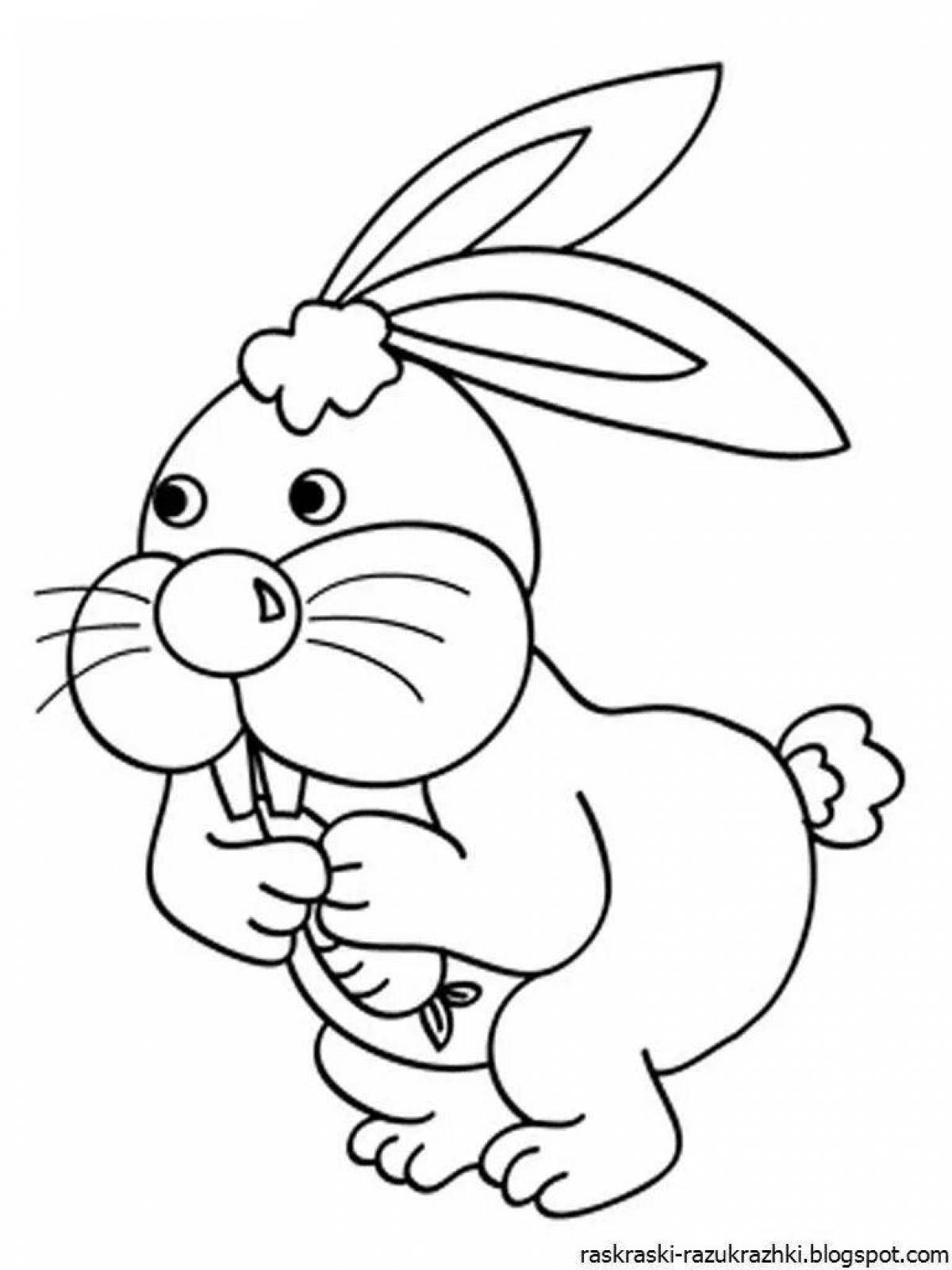 Пушистый кролик-раскраска для детей