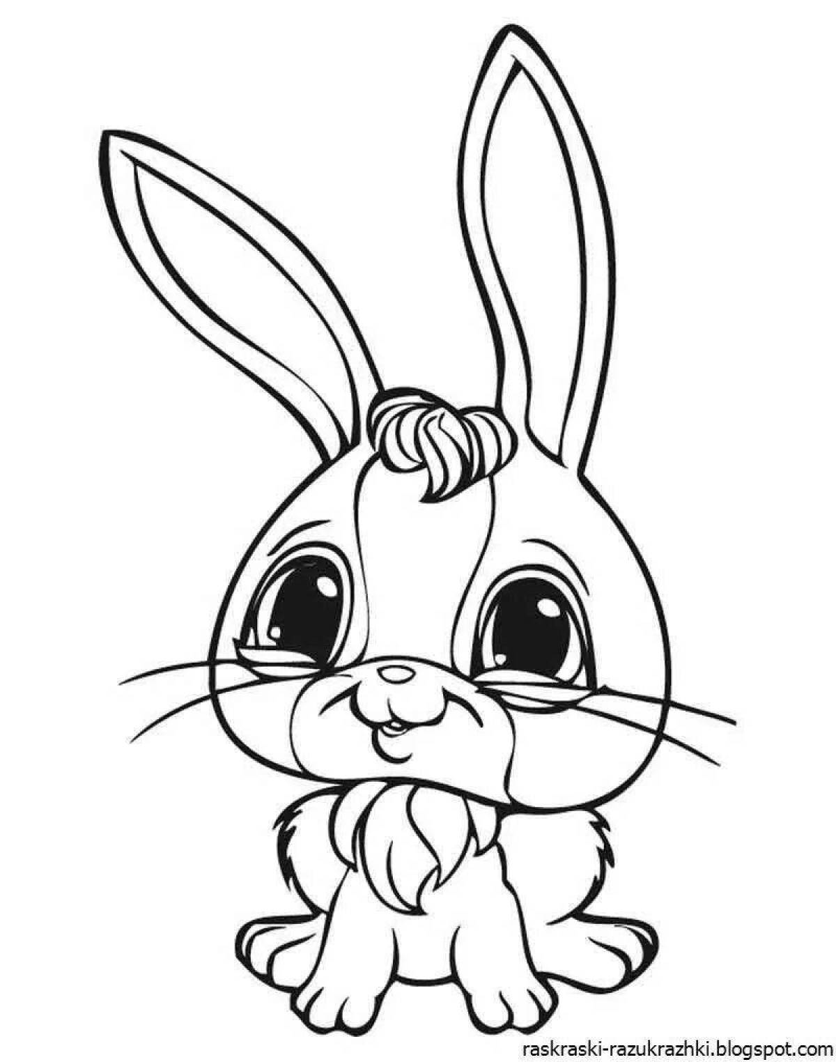 Happy coloring page bunny for kids