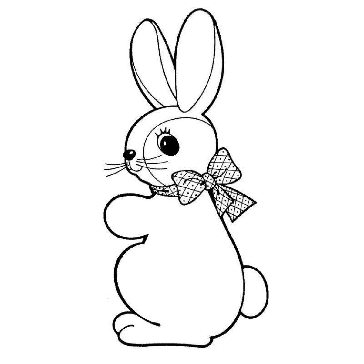 Улыбающийся кролик-раскраска для детей